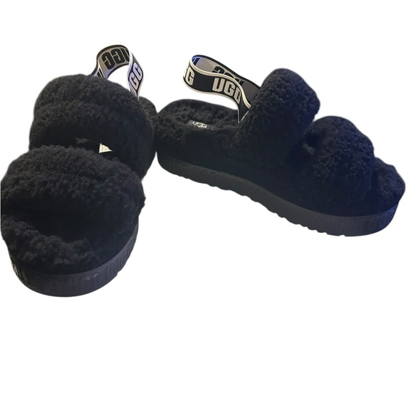 UGG Oh Fluffita Platform Slide Sandals – Size 10 | Black Shearling Slip-On - Picture 1 of 8